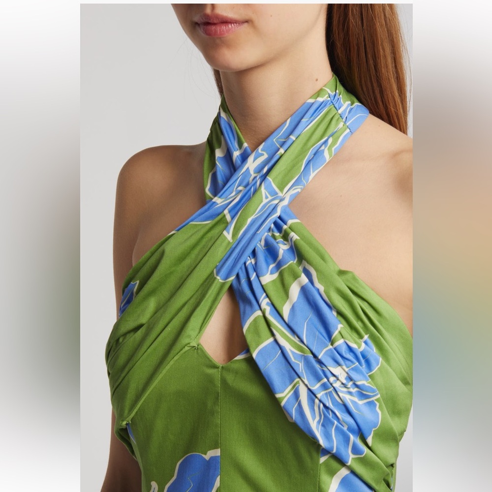 NWT Hutch Floral Stretch Cotton Halter Maxi Dress Size 16W - Picture 4 of 9